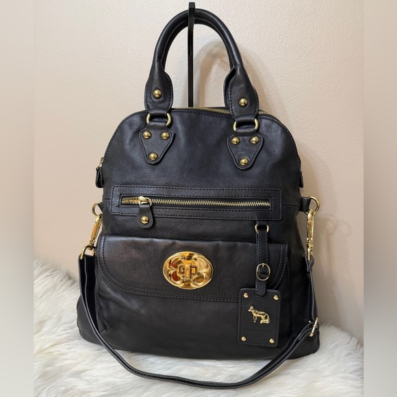 Emma Fox Black Shoulder /Crossbody Bag with Gold Details - Picture 1 of 13
